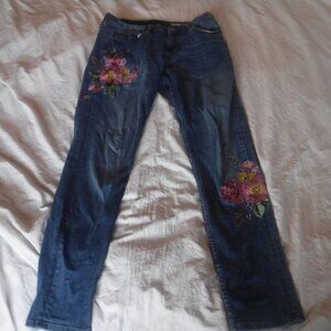Holly Mtd Rise Skinny Redherring Embroidered Flower Jeans Womens Size 12 R